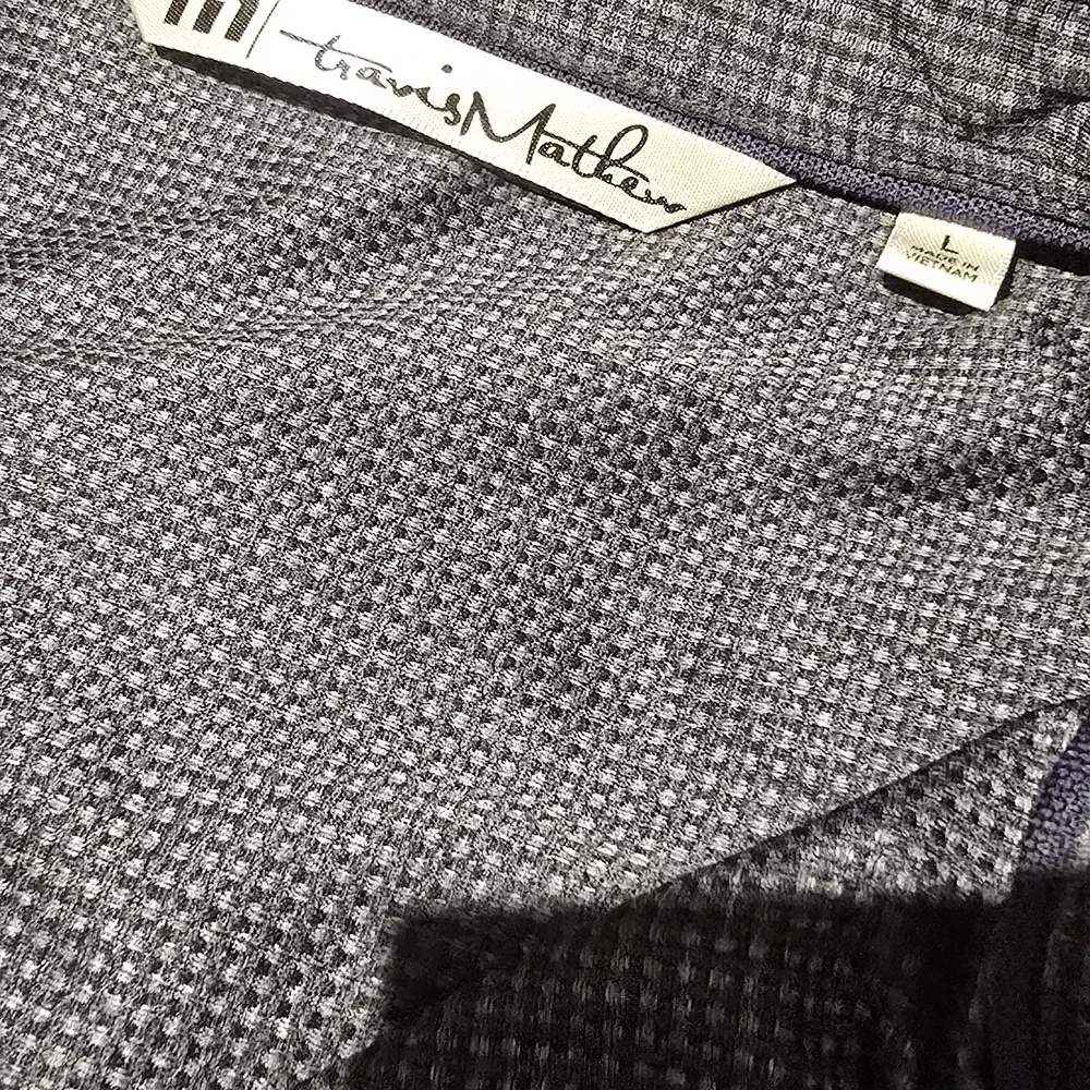Travis Mathew Textured Gray/Steel Blue Polo - Picture 4 of 4